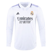 Men's Real Madrid Authentic Long Sleeve Home Jersey 2022/23